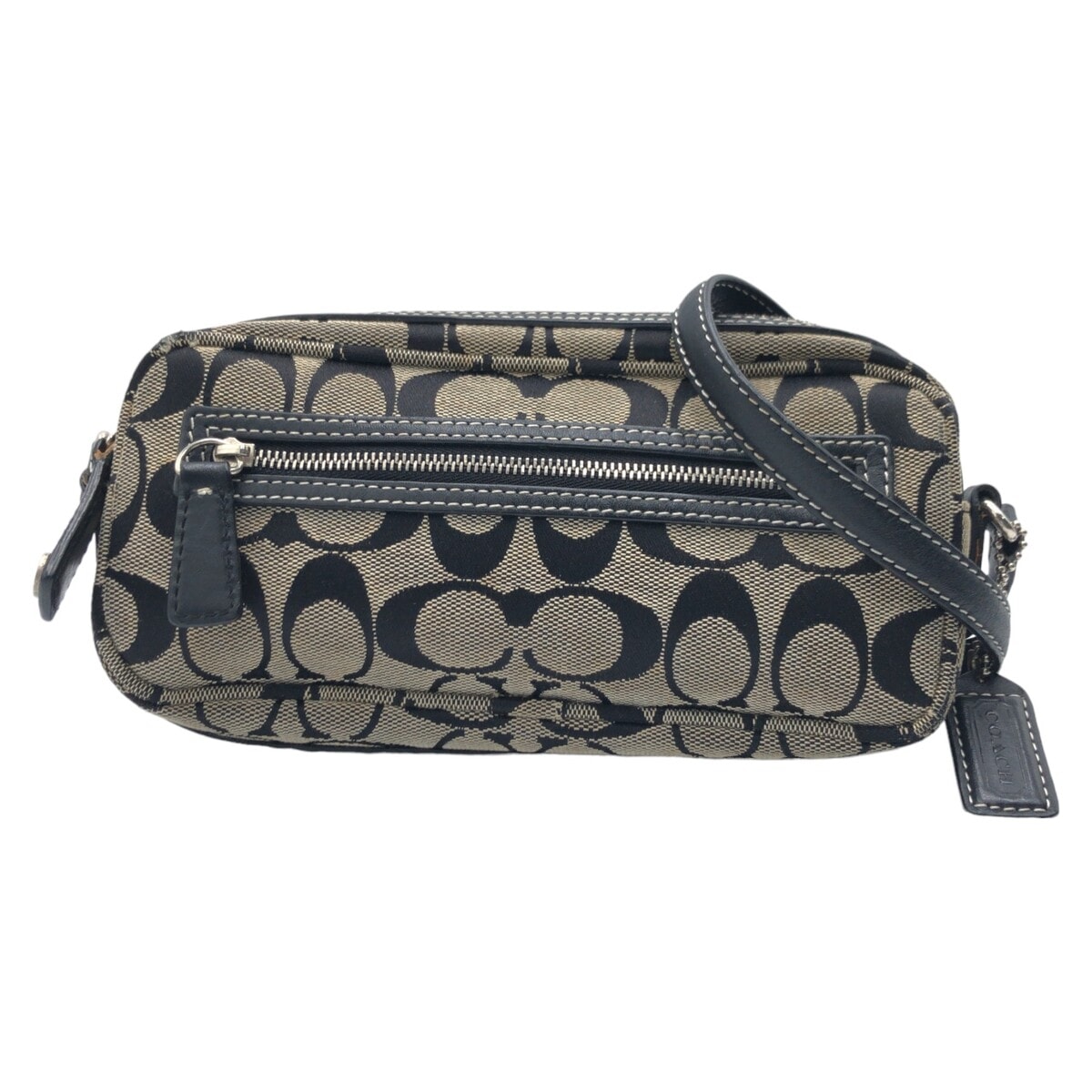 美品 シグネチャー ブラック シルバー金具 キャンバス 6073 ショルダーバッグ ポシェット レディース 405060