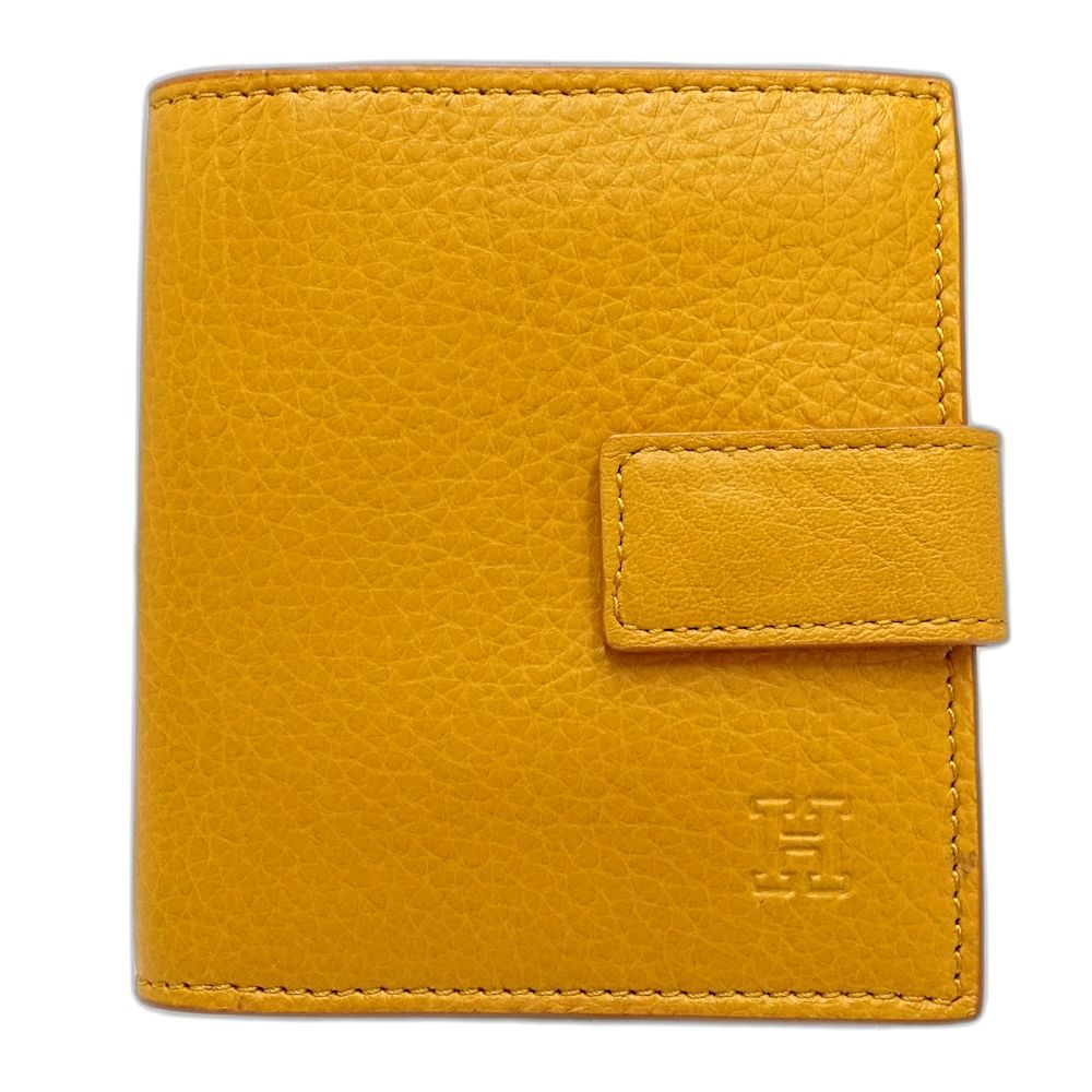 【中古】二つ折り財布 コンパクトウォレット レザー マスタード レディース /181878