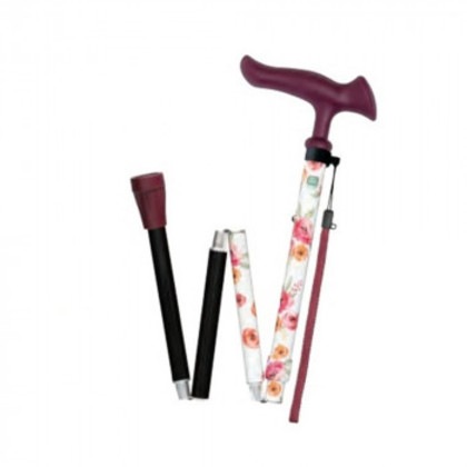 フジホーム ステッキ 杖 かるがもファムII折畳 花柄ホワイト WB5223 5,295円