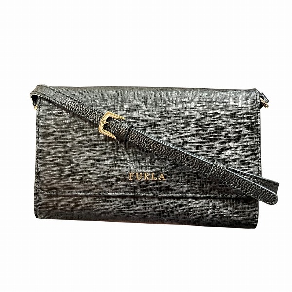 フルラ ブラック レザー ショルダーウォレット レディース 財布