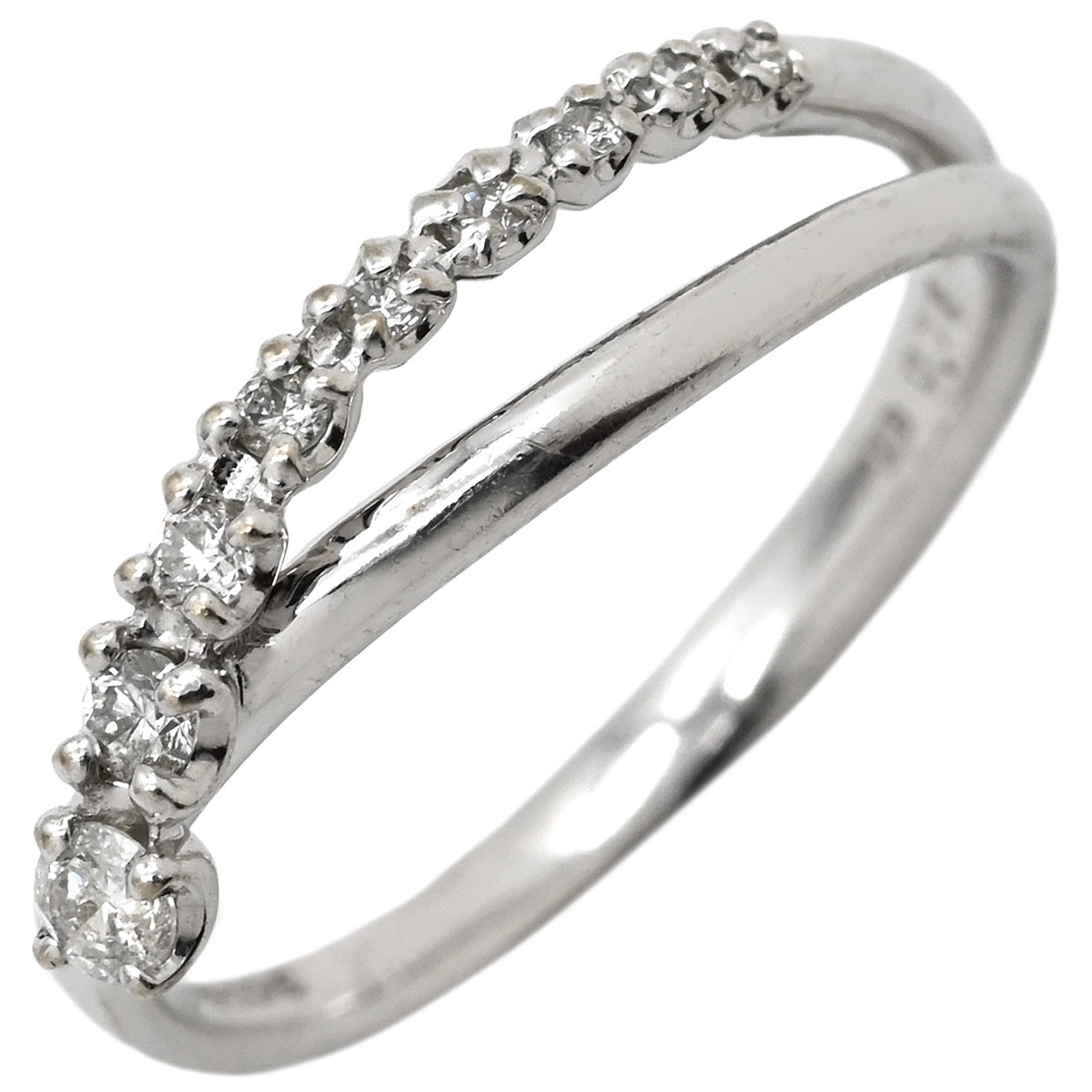 ヴァンドーム青山 リング 指輪 ダイヤモンド リング ホワイトゴールド K18 750 透かし 0.15ct 10.5号【中古】