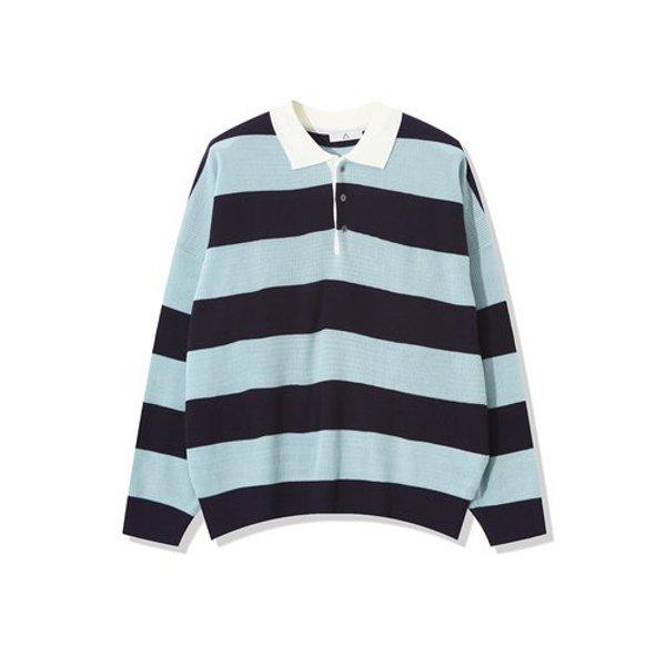 メンズ秋配色ボーダーカラーネック長袖ニット AC-KN-Q61-ソラ