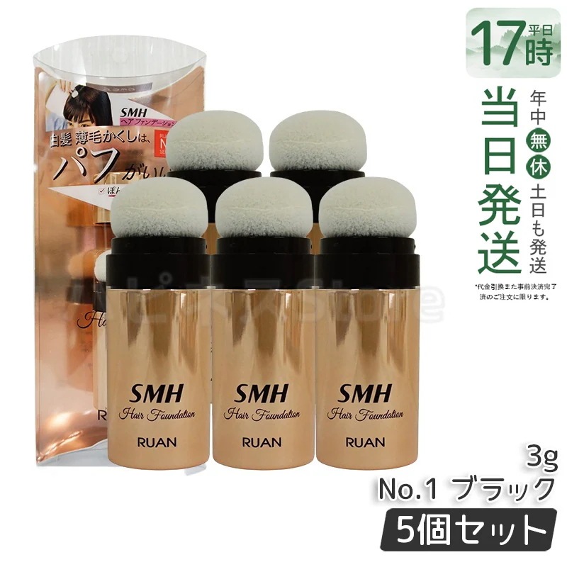 【5個セット】ルアン SMH ヘアファンデーション 3g No.1 ブラック