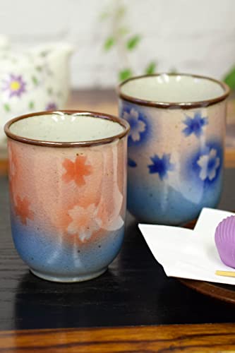 九谷焼 夫婦湯呑み 桜 陶器 おしゃれ 和食器 ペア 湯呑み茶碗 日本製