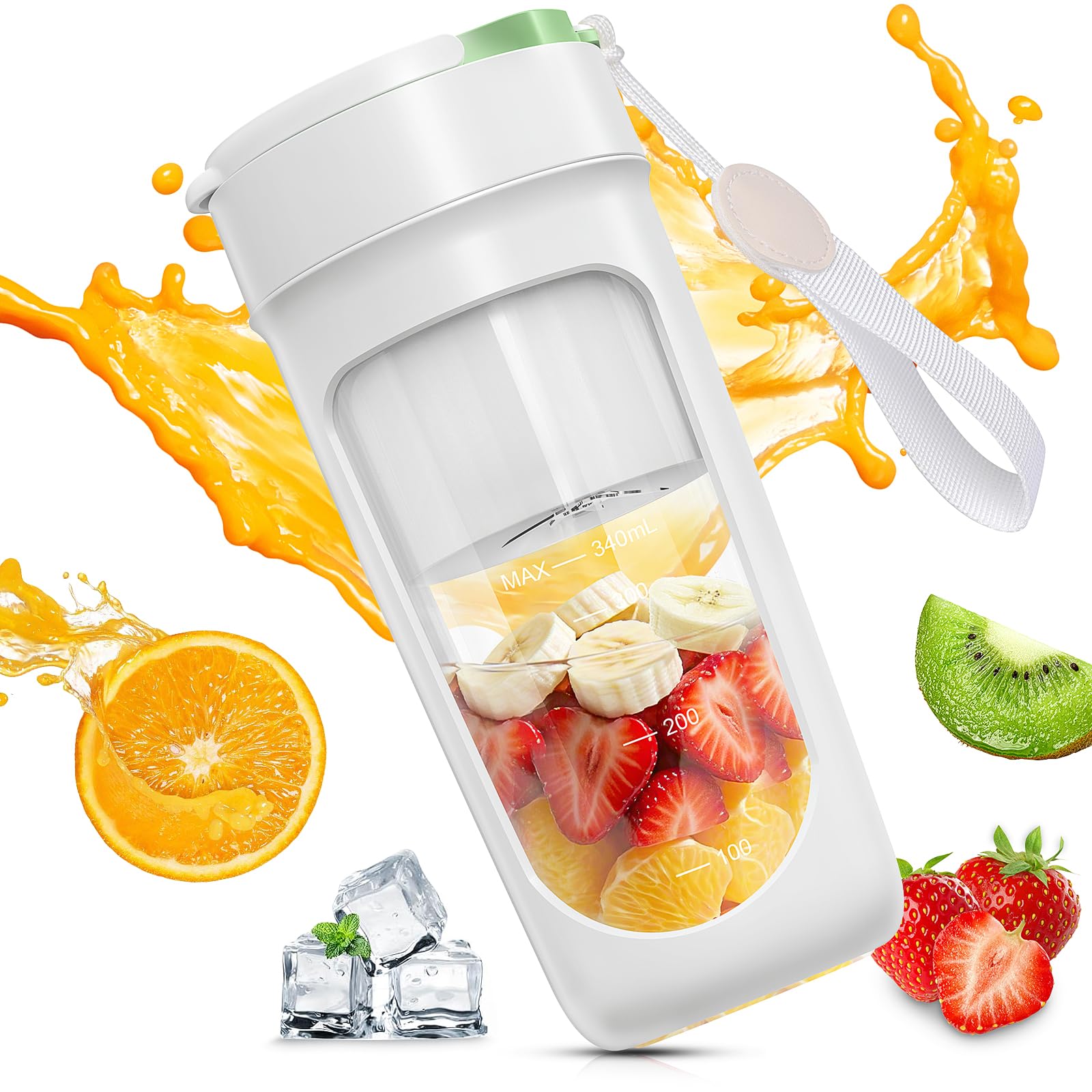 Aliliyミキサー スムージー 小型 ジューサー スムージー 氷も砕ける 充電式 340ML 22000回転 一台多役 一人用 お手入れ簡単 持ち運びやすい 野菜 果物 ビタミン 離乳食 健康ダイエ