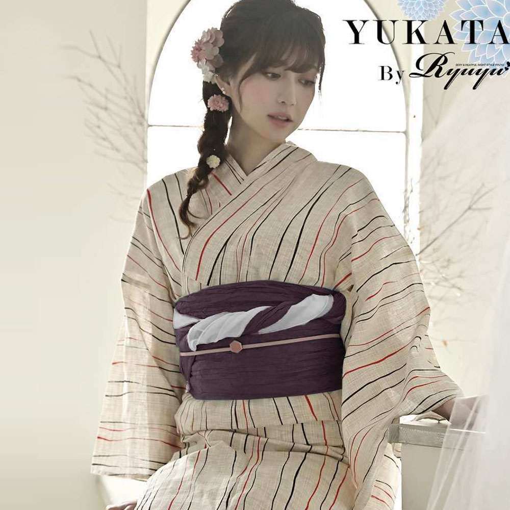 浴衣 白 単品 綿麻 高級 キナリ 上品 シンプル 綺麗 ベージュ 女性用 Ryuyu