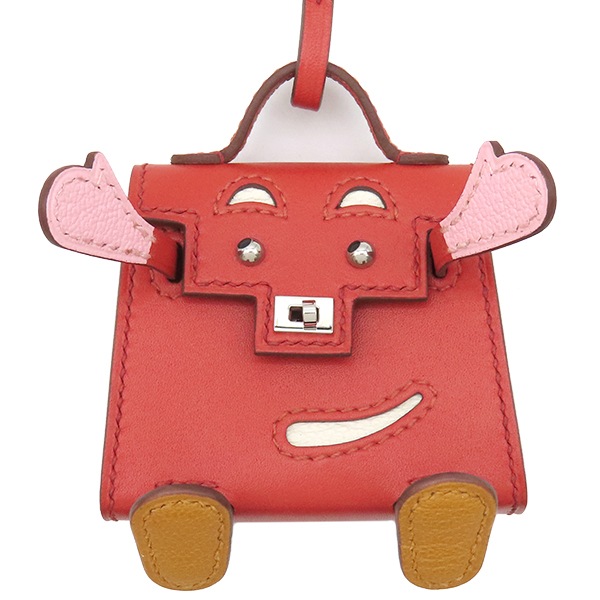 エルメス HERMES バッグチャーム ビジュードサック ケリードール タデラクト サンギーヌ×ナタ×ローズサクラ×キャラメル シルバー金具 赤 アイボリー ピンク 茶 U刻印 【箱】【中古】