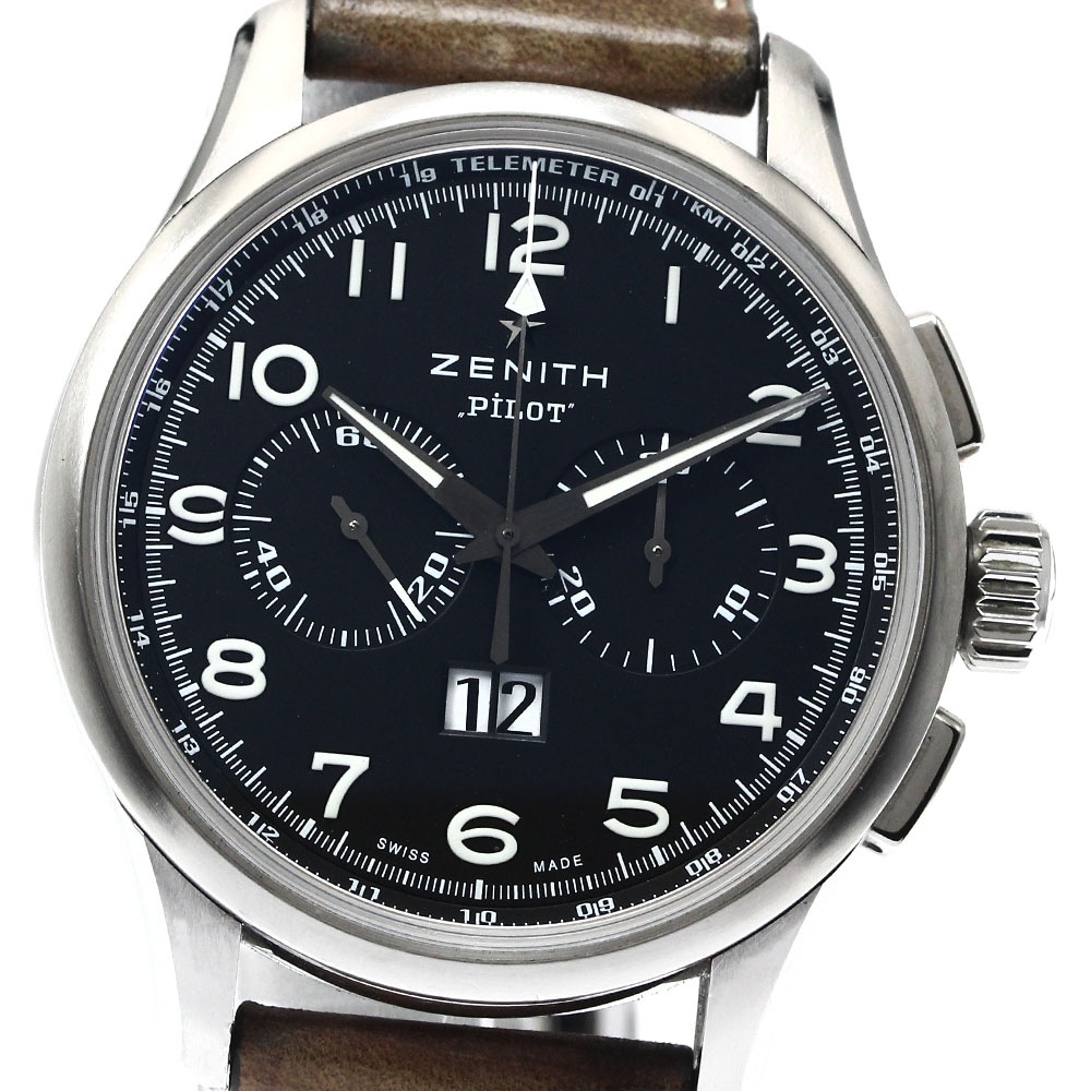 ゼニス ZENITH 03.2410.4010 パイロット ビッグデイト スペシャル クロノグラフ 自動巻き メンズ 箱付き_885056【中古】