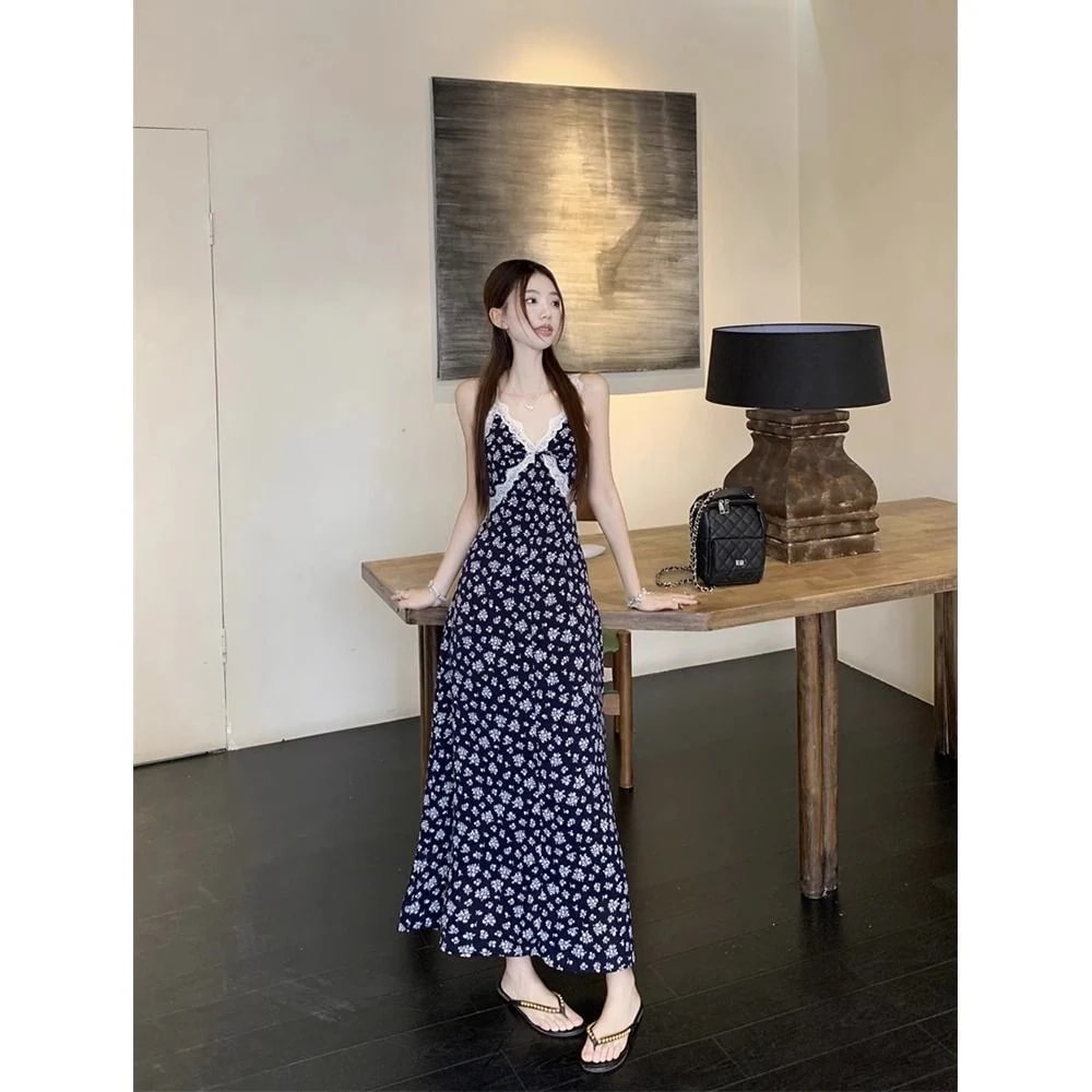 【超お得1つ買うと10個もらえる】メガ割ワンピース 夏の準備 レースクラッシュフラワーサスペンダーワンピース女性春夏スリムロングスカート 35,023円