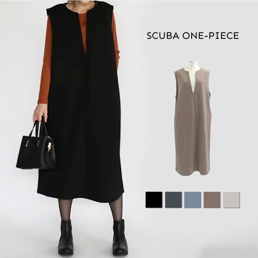 ダンボール素材深Vネックワンピース レディース 秋ワンピ ロングワンピース ジャンパースカート ミモレ丈 ロング丈 無地 シンプル