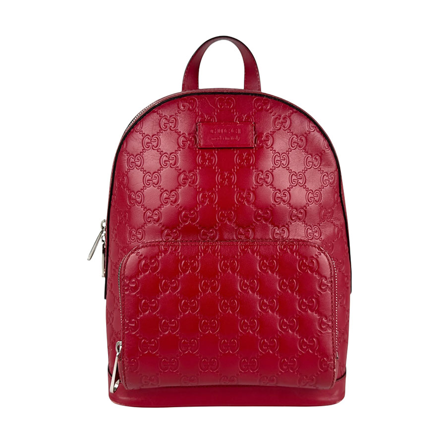グッチ GUCCI リュック グッチシマ レザー レッド シルバー レディース 450967 z6640