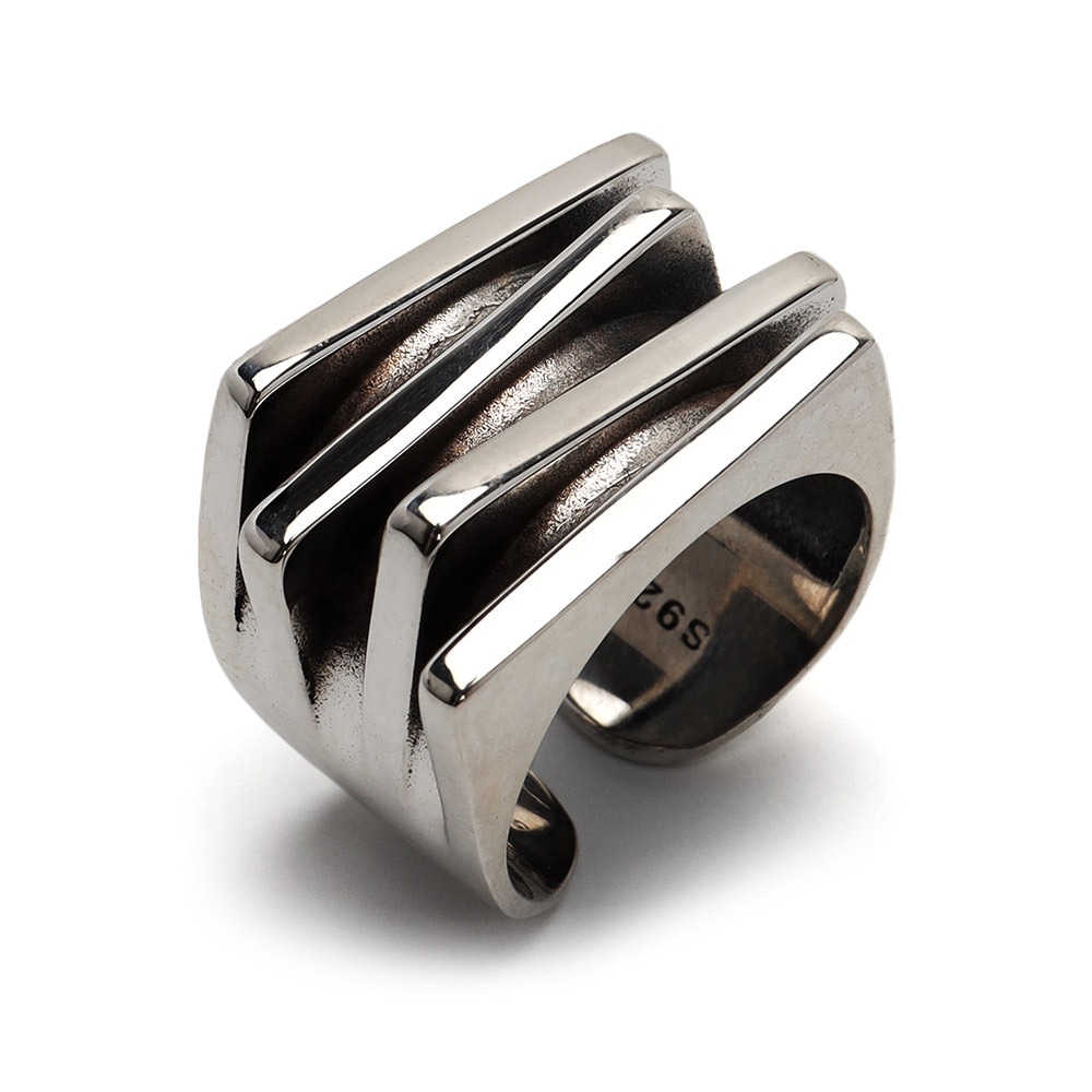 シルバー925 4連スクエアリング [cr660]