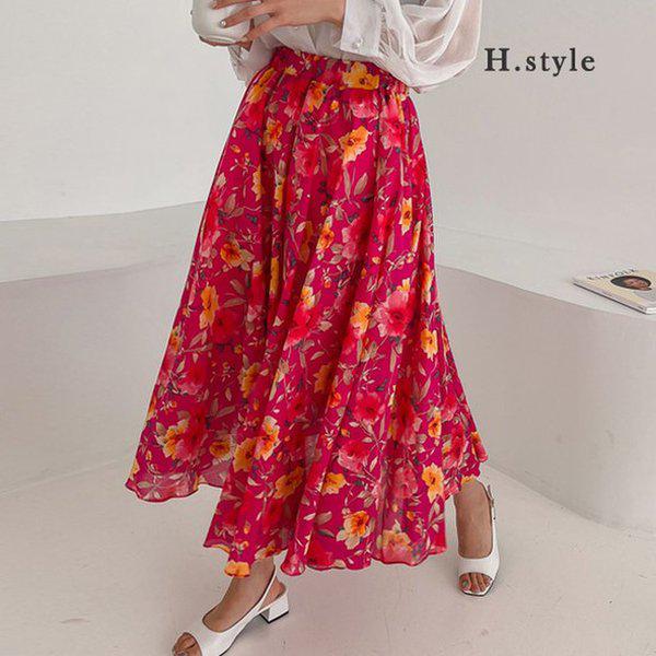 HスタイルSK花束スカート/夏/スカート/SK/スカート/リネン/シフォン/フレア/フレア/ミニ/Aライン/Hライン