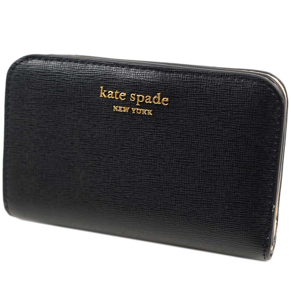 ケイトスペード 財布 二つ折り財布 レディース KATE SPADE MORGAN CROSSHATCHED LEATHER BLACK ブラック K8927-0007-001