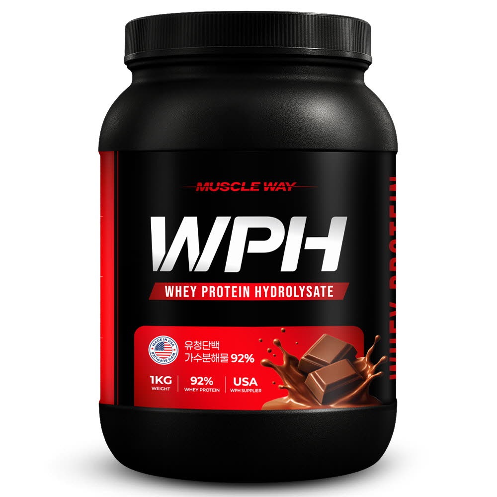 muscle way WPH 92% Chocolate Flavor Hydrolyzed Whey Protein Supplement 1kg 1 Packet
