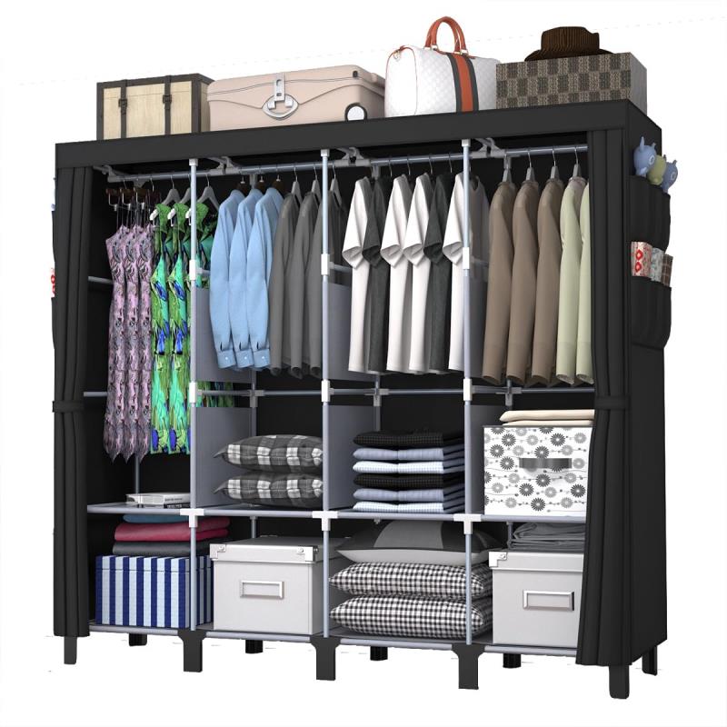 衣装庫ジッパー付きポータブル衣装庫ポータブル衣装庫は衣服を吊るすために使用し4 本の吊り棒と収納キャビネットを備え広く大容量の収納スペースを有しています簡易クローゼットは幅170 cm奥行