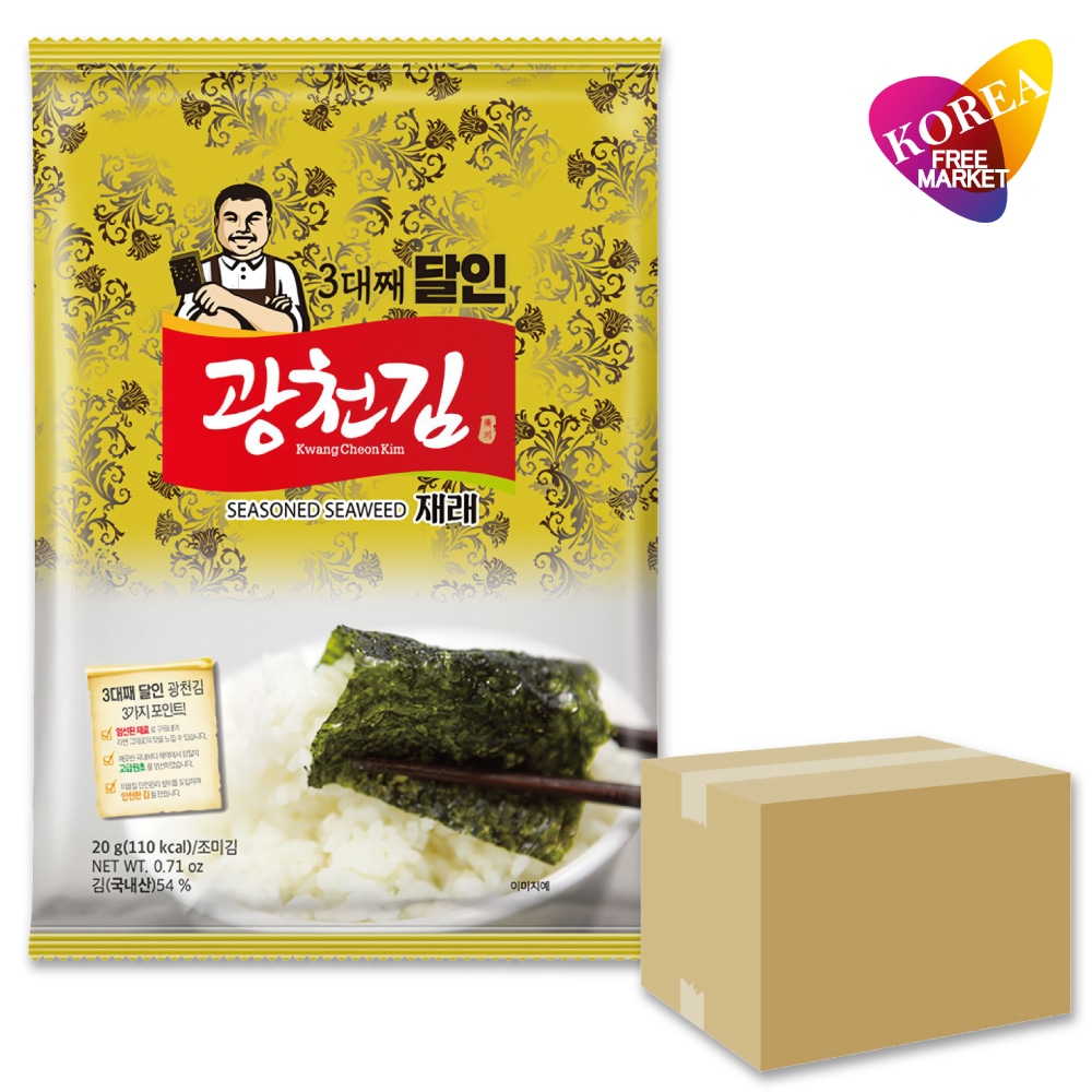 広川 韓国 味付けのり 全形(5枚入) 1BOX 36袋入り / 輸入元直送 クァンチョン 在来 カットのり