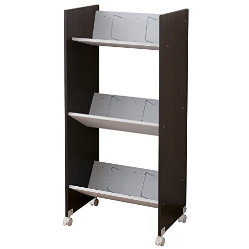 [山善] A4ファイルラック 3段 キャスター付き 斜めで取り出しやすい 幅55×奥行36×高さ120.5cm 書類収納 ファイルワゴン 組立品 ブラウン CFR-12533C(BR)