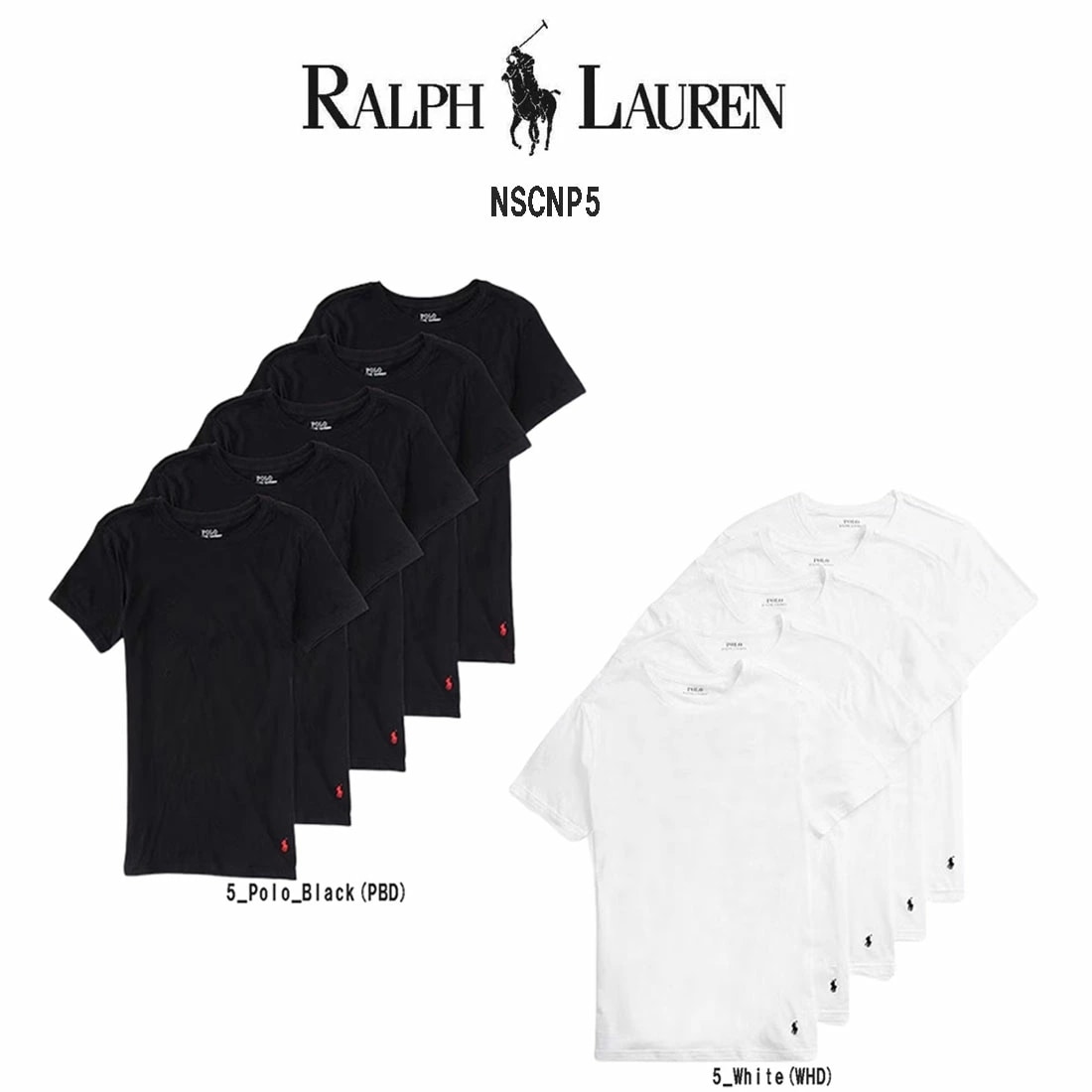 POLO RALPH LAUREN Tシャツ クルーネック 半袖 スリムフィット コットン 5枚組 パック メンズ インナー 男性用 肌着 下着 NSCNP5