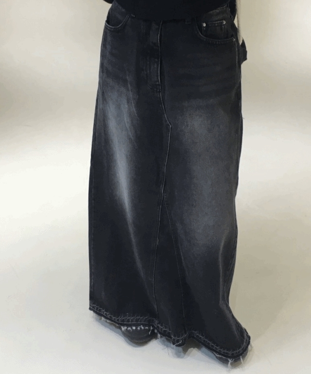社長ピック) ジョイスリート デニムマキシスカート [ロングスカート/デニムスカート/デニム/カジュアル/Hライン/ポケット/マキシ/大学生/y2k /コーディネートおすすめ]