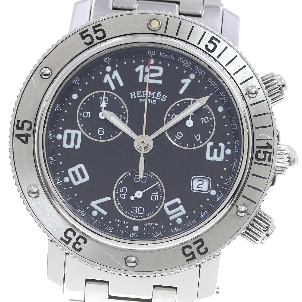 エルメス HERMES CL2.910 クリッパーダイバー クロノグラフ クォーツ メンズ _809419【中古】