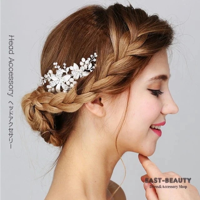 【人気商品】まとめ髪を華やかに飾りいつもと違う雰囲気でドレス＆ワンピースにお薦めなコーディネートヘッドアクセ安い