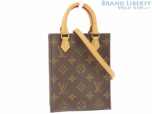 ほぼ新品ルイヴィトンモノグラムプティットサックプラ斜め掛けショルダーバッグショルダーポーチダークブラウン