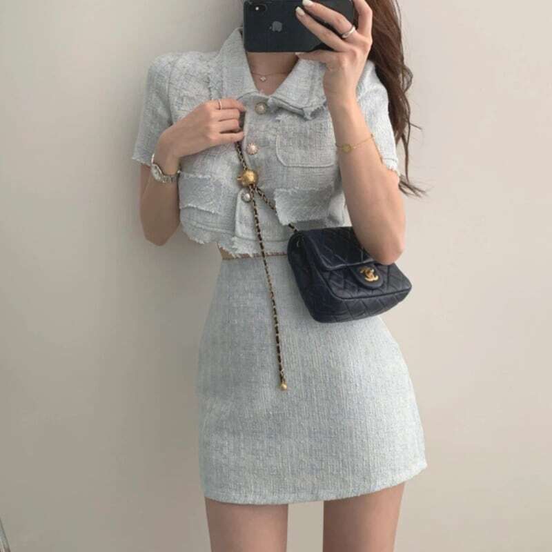 レディース セットアップ スーツ 半袖 ジャケット + スカート 2点セット 5,468円