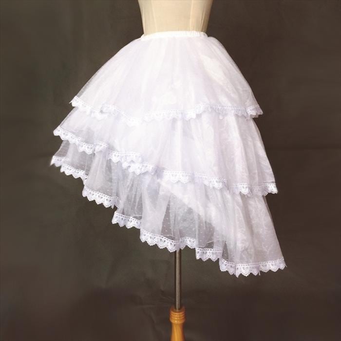 パニエ ロリータ ボーン入り ロング ウェディング ブライダル 丈ボリューム調節可 三層 三段 ティアード チュール レース
