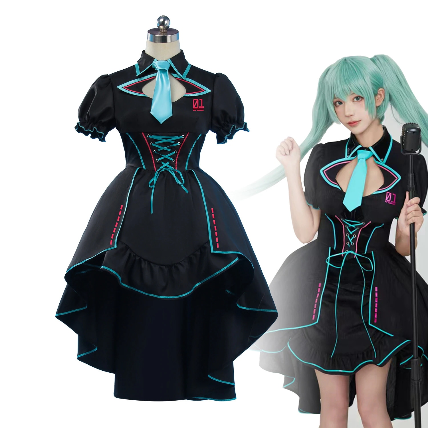 Miku Hasune Cos World Planカラフルなステージコスプレドレススカートコルセットmiku Princess Skirt