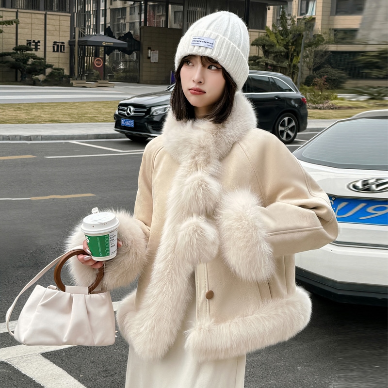 環境に優しいファーコートレディースファー一体型2024年秋冬新作毛皮イミテーションフォックスファーヤングスタイル 5,750円