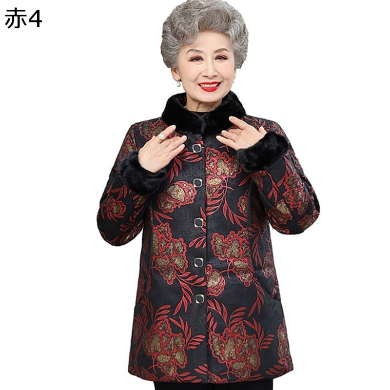 コットンジャケット レディース プリント 花 花柄 中綿ジャケット トップス コットンジャケット 長袖 厚い 暖かい 防寒対策 綿服 柔軟 冬 耐久性 防水性 婦人 シニア 中高年 60代 70代 8