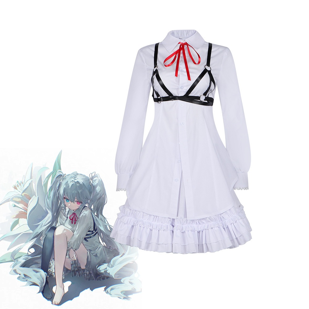 【速達!】世界計画初音cos服未来の白ネギコスプレゲームアニメ二次元長袖ワンピース