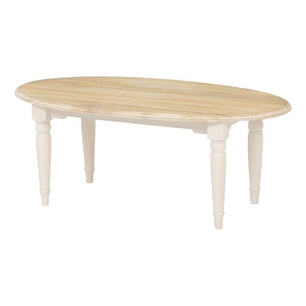 【最安値挑戦！】 かわいい 楕円形 アンティーク ブロカント テーブル 木 幅90奥行50高さ40cm 白 テーブル