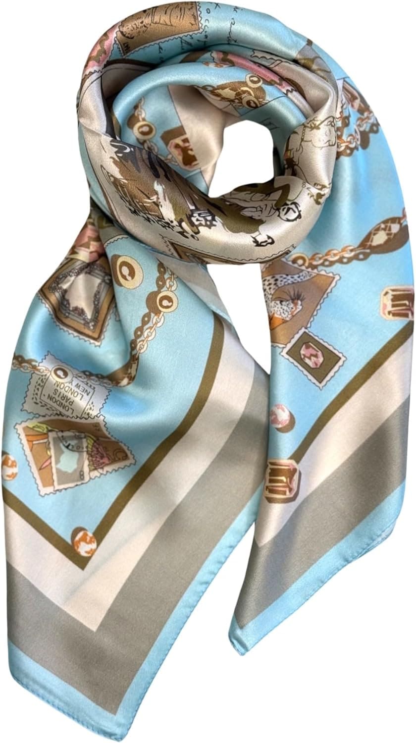 シルク100% 正方形 スカーフ スカーフ90 シルク シルクスカーフ ストール 高級 サテン 絹 防寒 88×88cm 厚手