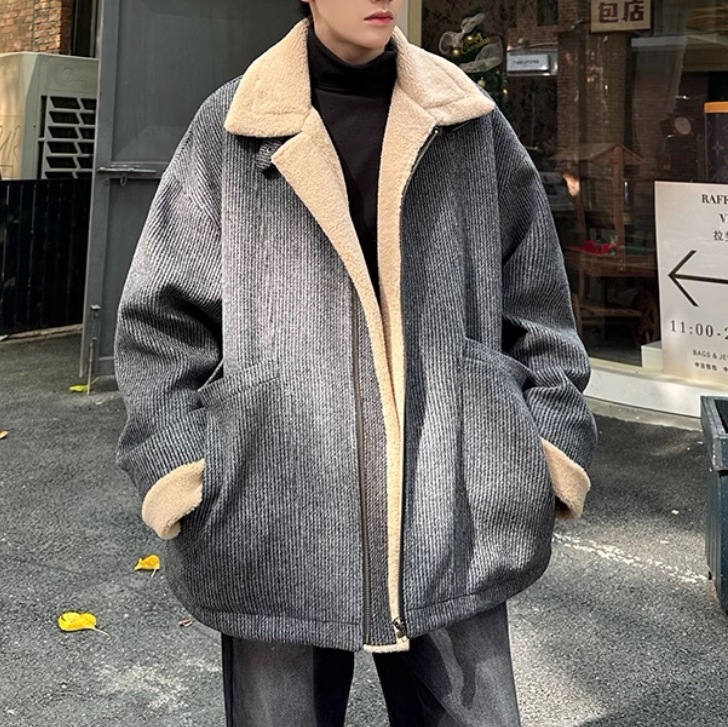 2024秋冬新品韓国ファッション コート 中綿アウター メンズジャケット 防寒裏起毛 暖かい MF05 2COLOR