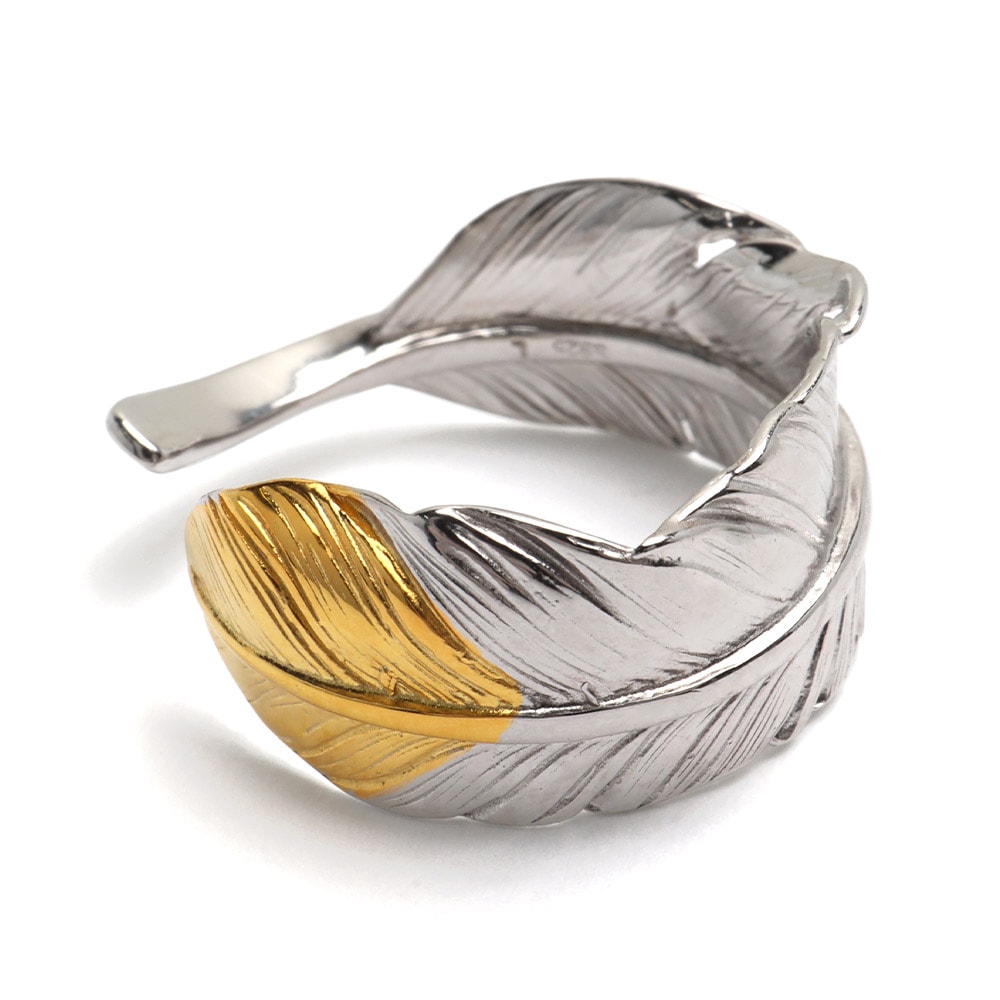 シルバー925 先金がアクセント！繊細な作り込みのフェザーリング [rs235]