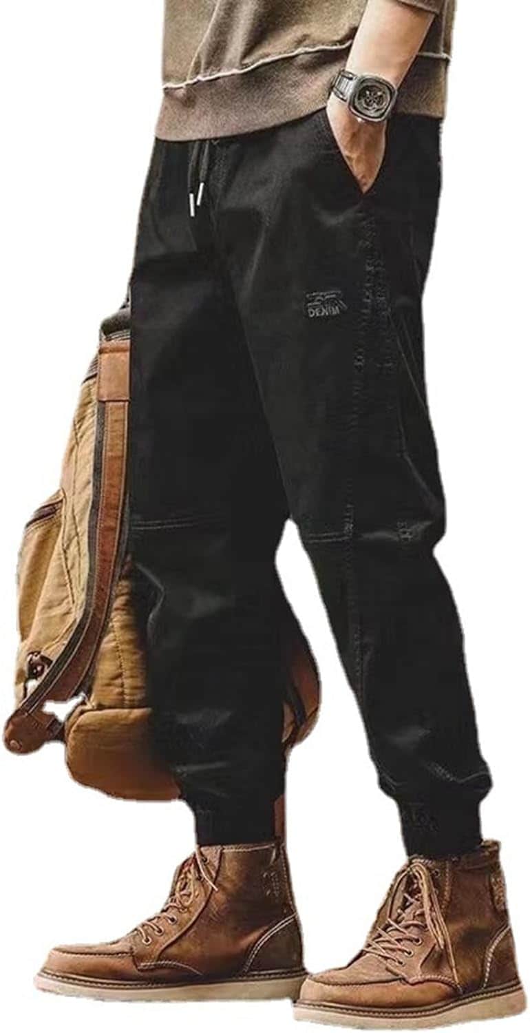 カーゴパンツ メンズ 作業パンツ ワークパンツ ロングパンツ リブ裾 引き紐 ポケット付き 袴パンツ Y2K 原宿 ボトムス トレンド カジュアル 美脚 通気性 コットン ダンス 韓国ファッション V