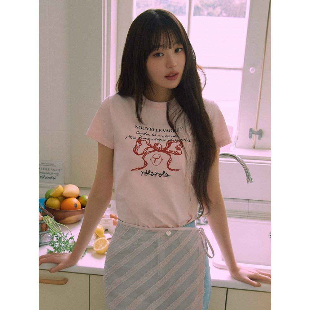 ロラローラローラリボンハーフ Tシャツピンク