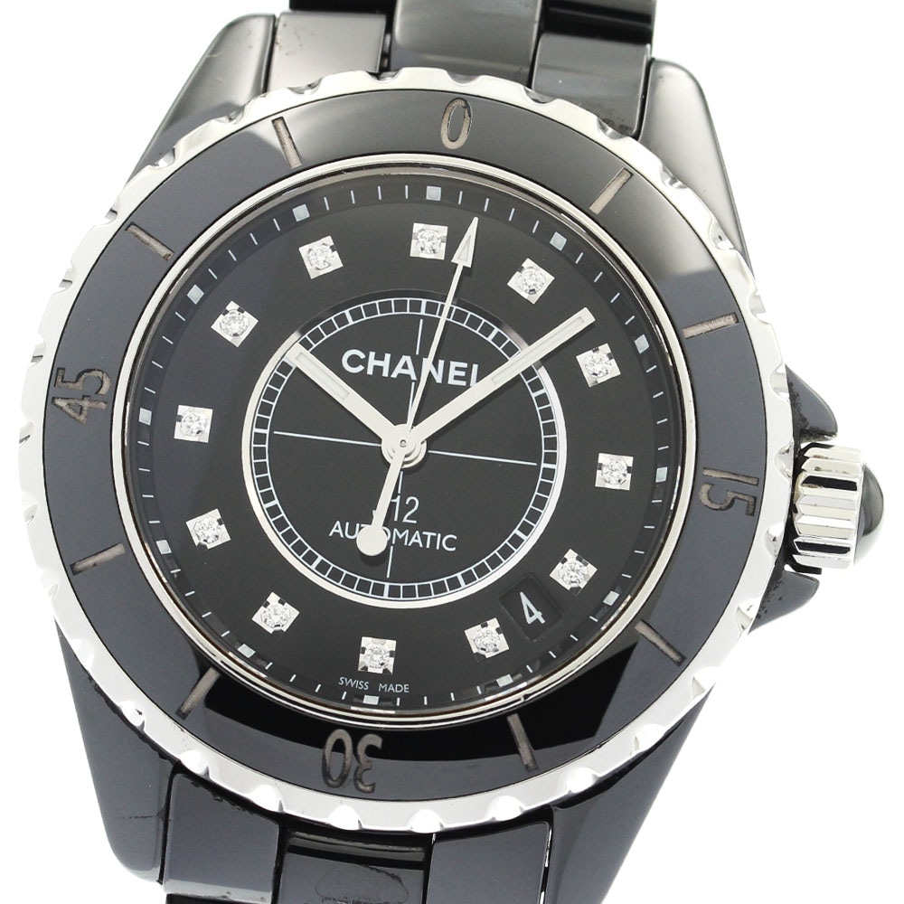 シャネル CHANEL H1626 J12 38ｍｍ 黒セラミック 12Pダイヤ 自動巻き メンズ _886223【中古】