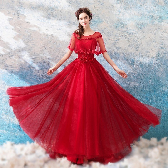 [Qoo10] カラードレス 赤 安い ロングドレス 演 : レディース服