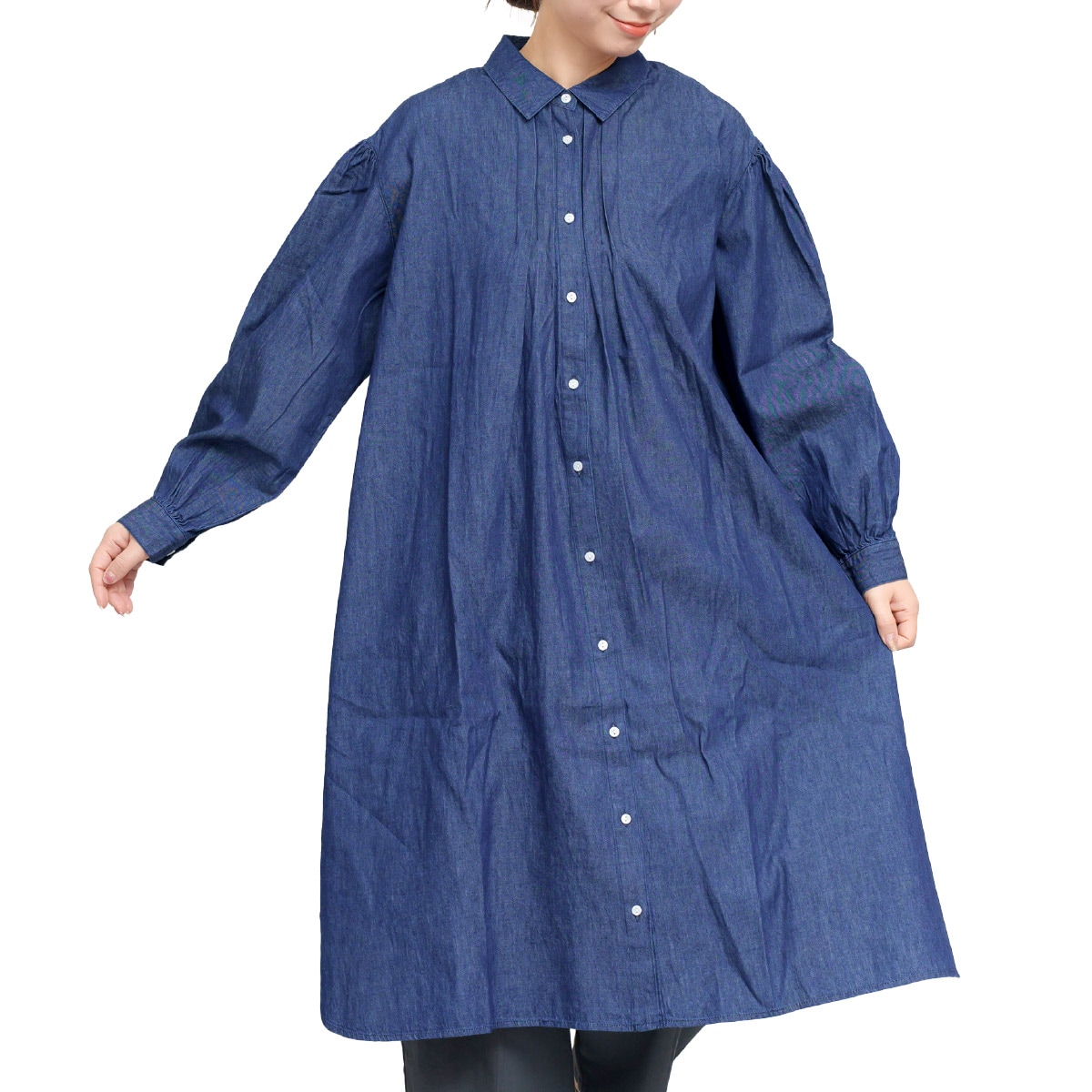 デニム ワンピース デニムシャツ レディース 定番ワンピは1枚でも羽織ってもデニムシャツワンピース トップス ワンピ 長袖 羽織り ゆったり 体型カバー 軽量 軽い 涼しい コットン100 綿100