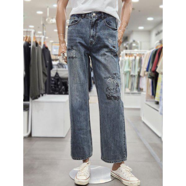 男女共用プリントワイドデニムパンツ(JQ3DPU534)