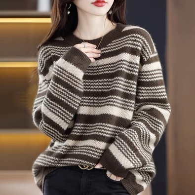 ボーダー ニット トップス セーター トップス 長袖 ラウンドネック ポロカラー かわいい 可愛い きれいめ シンプル カジュアル おしゃれ お洒落 可愛い 女子 ラフ クール 春