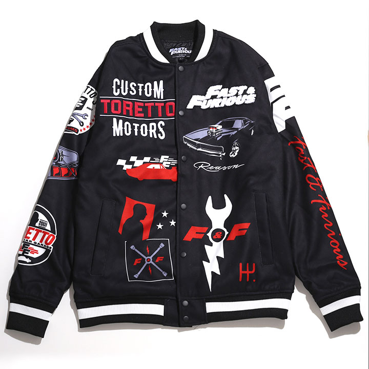 REASON × WILD SPEED ワイルド・スピード アウター 長袖 スタジャン メルトン ブルゾン ストリート メンズ 春秋冬用 黒 大きいサイズ ワイスピ