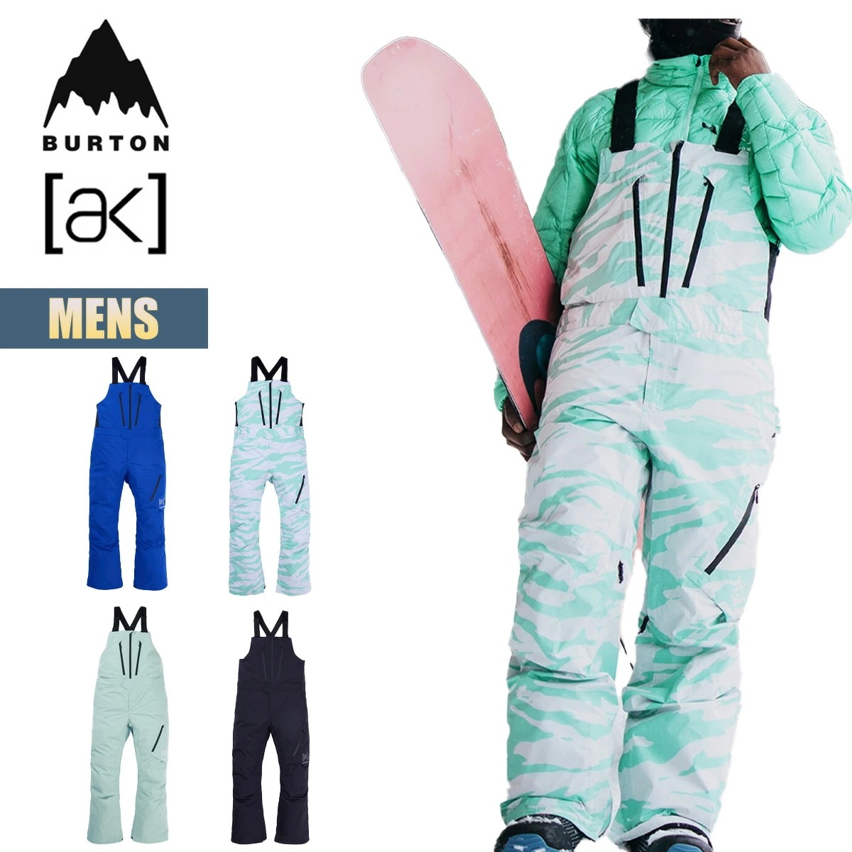 スノーボードウェア メンズ ビブパンツ 24-25 [ak] サイクリック ゴアテックス 2レイヤー W25JP-220601 Mens [ak] Cyclic GORE-TEX 2L Bib