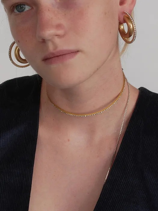 Crystal Flow Wire Choker - Gold 韓国コスメ 韓国ブランド レディースファッション アクセサリー ピアス 指輪 イヤリング 韓国人気 アイドル