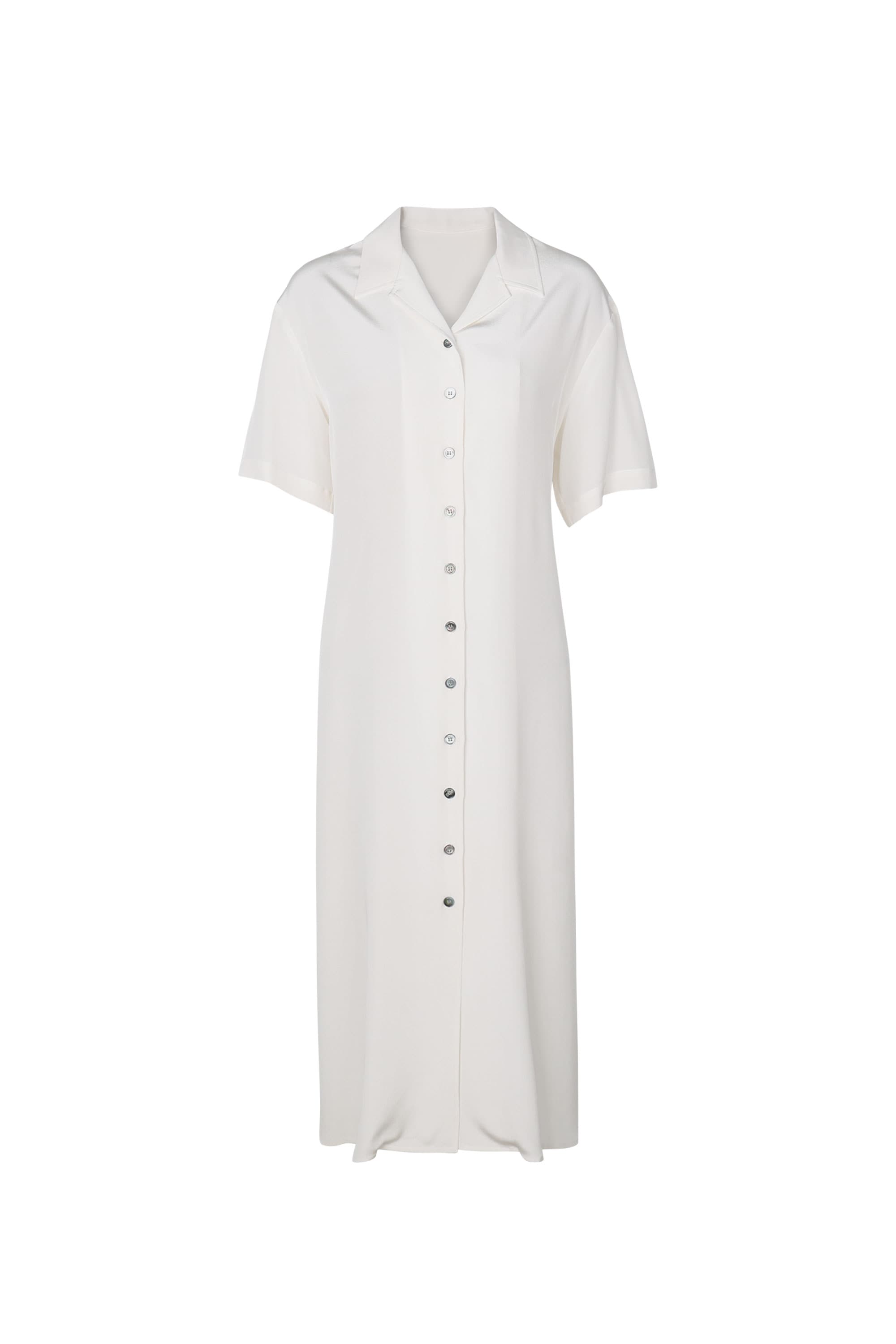 SILK LOOSEFIT V-NECK SHIRT DRESS[IVORY]