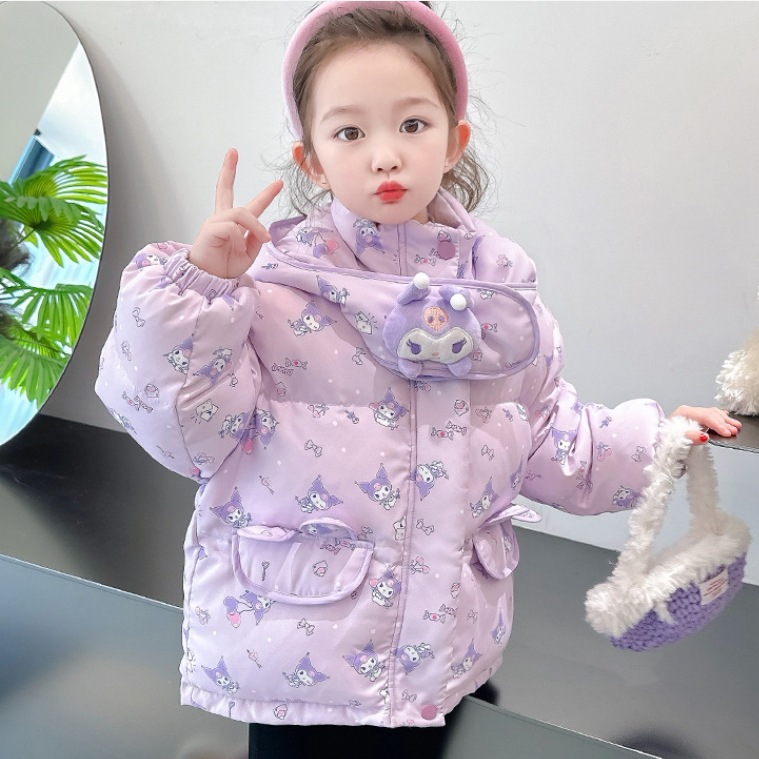 女の子ファッションダウンジャケット秋冬新型子供洋風赤ちゃん厚手冬保温白アヒルの綿入れコート