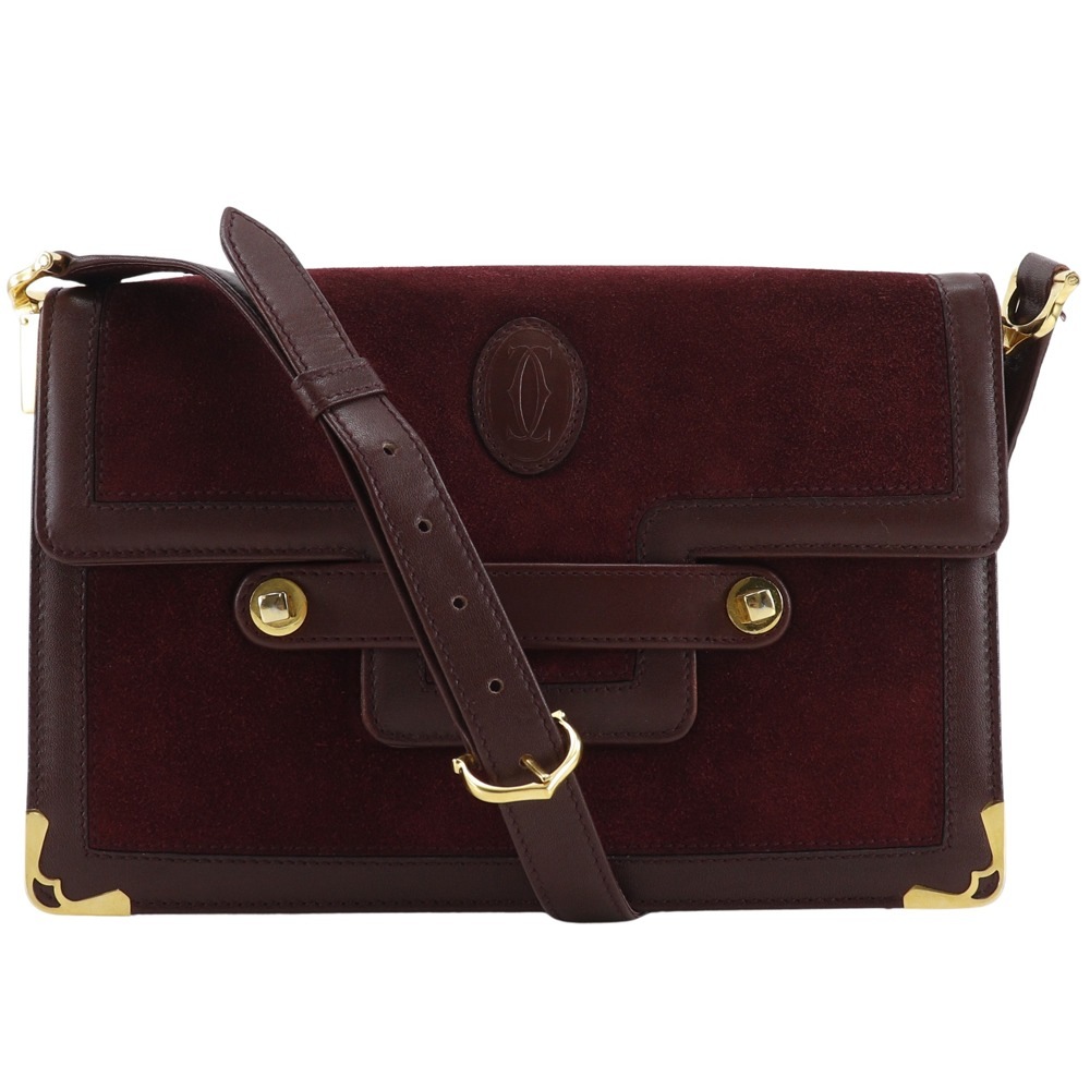 マストライン ショルダーバッグ スウェード カーフ ボルドー レディース 中古品